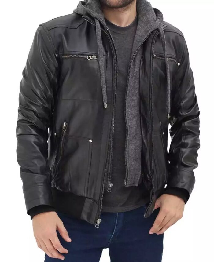 Bomber Jacket With Removable Hood 2