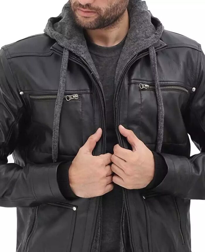 Bomber Jacket With Removable Hood