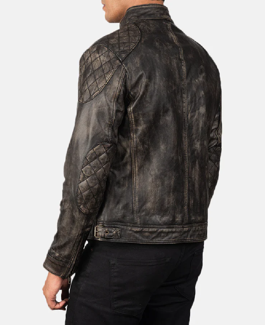Gatsby Distressed Brown Leather Jacket Back