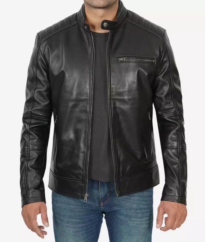 Leather Jacket With Padded Shoulders