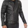 Leather Motorcycle Jacket Black 3