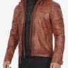 Tan Waxed Leather Jacket 3