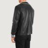 Willis Black Leather Varsity Jacket Back