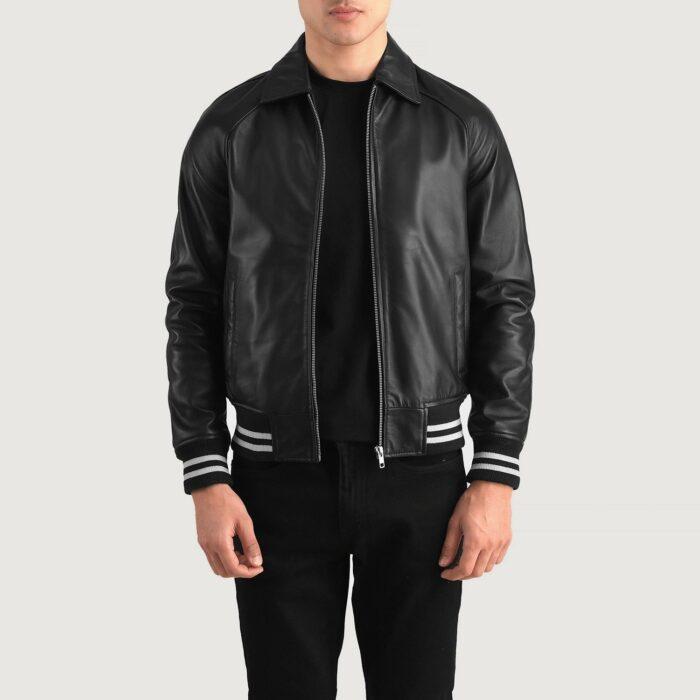 Trendy Bomber Leather Jacket