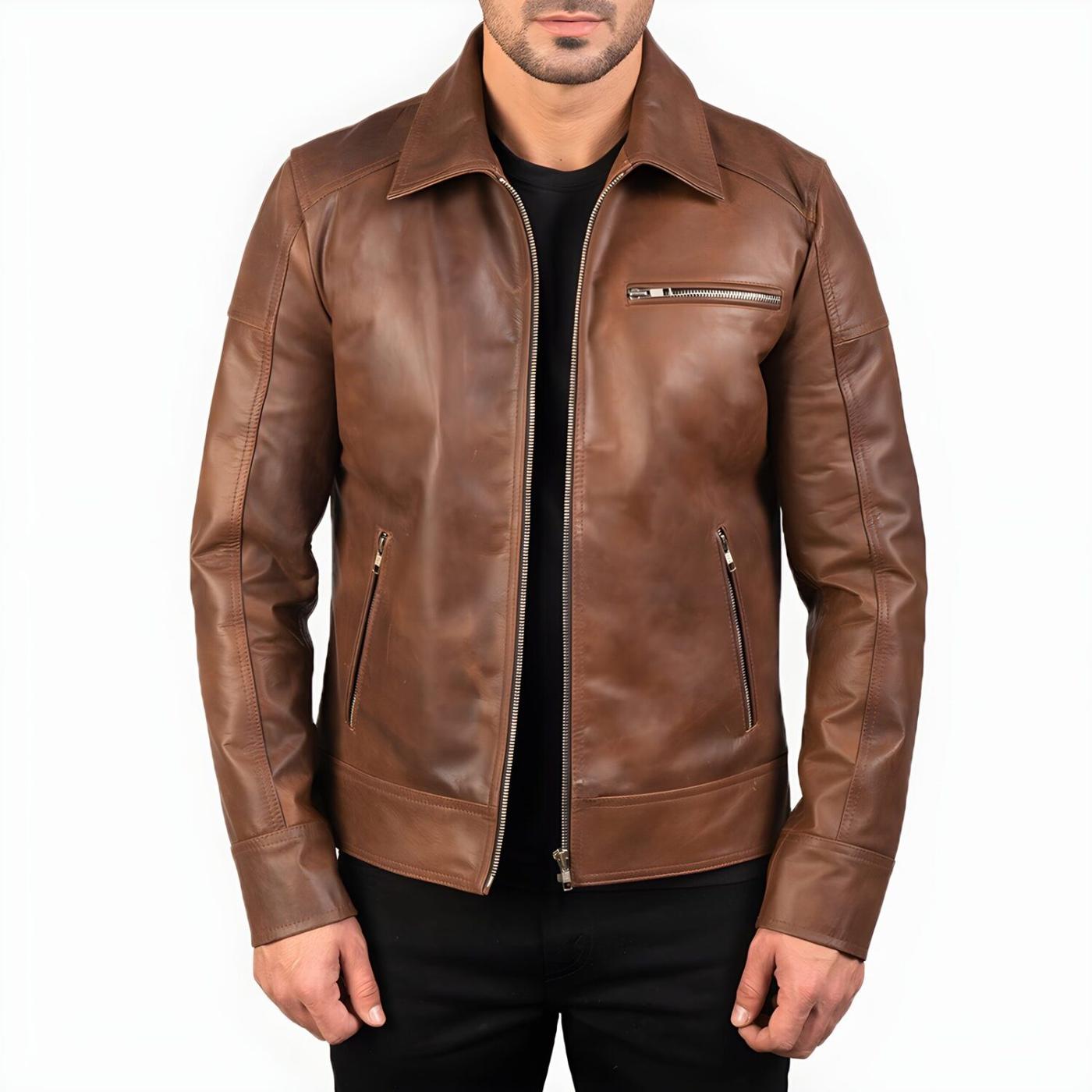 Trendy Brown Leather Biker Jacket 1 Scaled 1