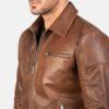 Trendy Brown Leather Biker Jacket 2