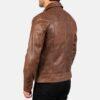 Trendy Brown Leather Biker Jacket 3