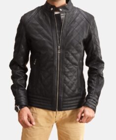 Henry Quilted Black Leather Jacket
