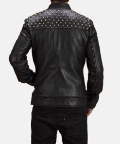 Leather Shapron Studded Biker Jacket Back View