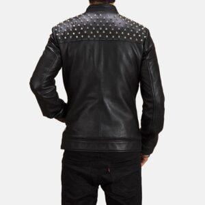 Leather Shapron Studded Biker Jacket Back View