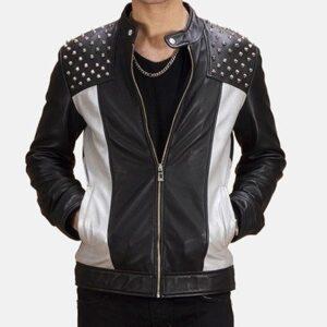 Leather Shapron Studded Biker Jacket