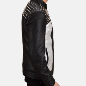 Leather Shapron Studded Biker Jacket Side View