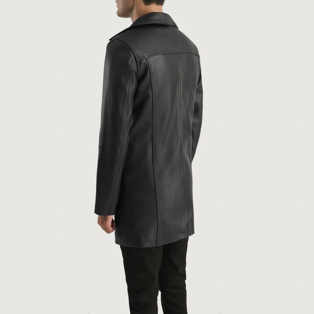 Brawnton Black Leather Coat Back