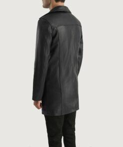 Brawnton Black Leather Coat Back