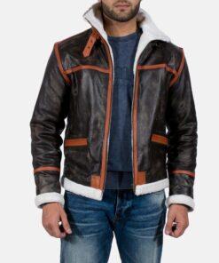 Alpine Brown Fur Leather Jacket Front