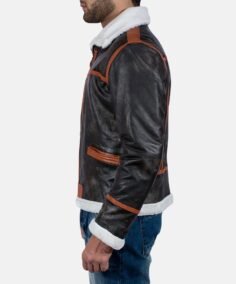 Trendy Alpine Black Shearling Jacket Side