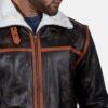 Alpine Brown Fur Leather Jacket Closeup