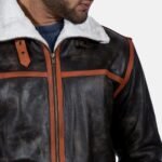 Trendy Alpine Black Shearling Jacket Closeup