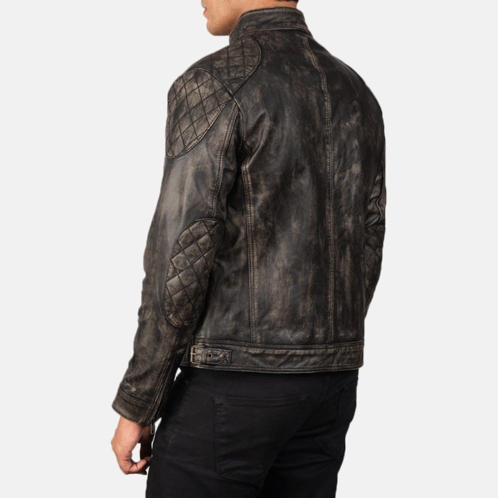 Gatsby Distressed Leather Jacket Back View