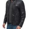 Trendy Mens Black Cafe Racer Leather Jacket 2