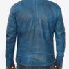 Trendy Mens Blue Lambskin Leather Cafe Racer Jacket 2