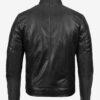Classic Black Cafe Racer Leather Jacket Back