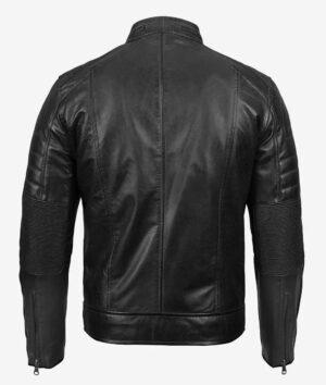 Classic Black Cafe Racer Leather Jacket Back