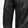 Classic Black Cafe Racer Leather Jacket Sleeves Closeup