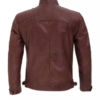 Trendy Mens Cognac Brown Quilted Biker Leather Jacket 2