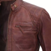 Trendy Mens Cognac Brown Quilted Biker Leather Jacket 3