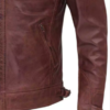 Trendy Mens Cognac Brown Quilted Biker Leather Jacket 4