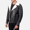 Trendy Shearling Black Leather Jacket 2