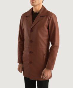 Classmith Brown Leather Coat Side