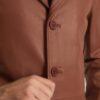 Classmith Brown Leather Coat Closeup