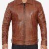 Trendy Brown Revees Leather Jacket 2