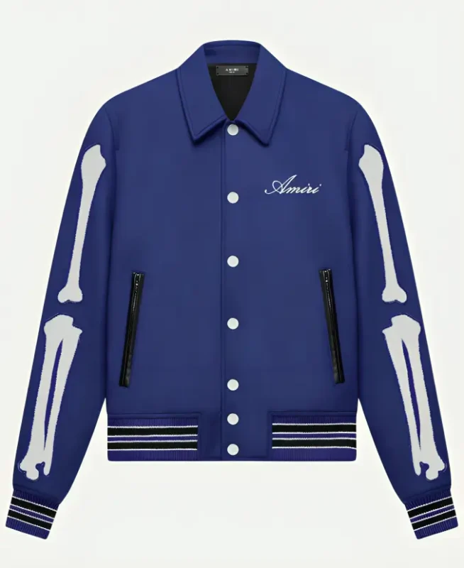 Blue Amiri Bones Varsity Jacket