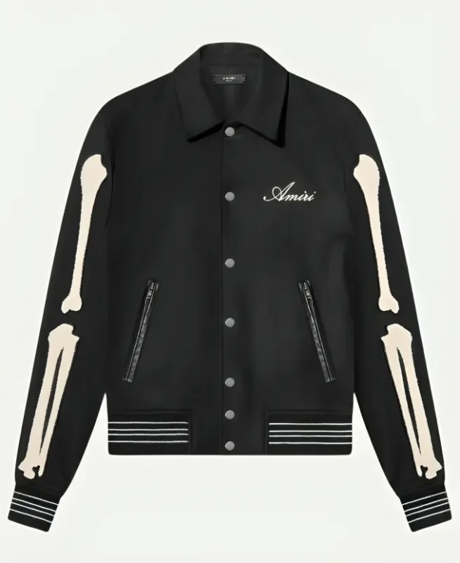 Black Amiri Bones Varsity Jacket