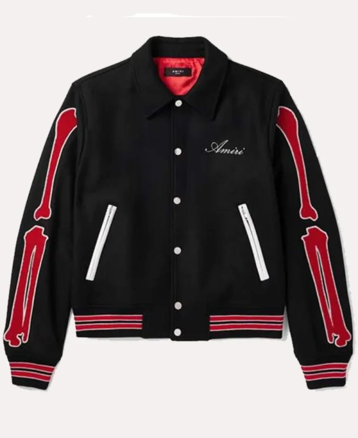 Amiri Bones Varsity Red And Black Jacket - Trendy Leather Jackets