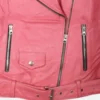 Barbie Pink Leather Jacket Detail Image 3