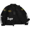 Black Supreme Vanson Leathers Cordura Jacket Front Inside View