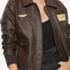 Carol Danvers Captain Marvel Flight Bomber Leather Jacket Detailing