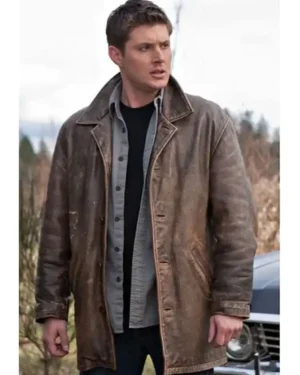 Dean Winchester Supernatural Brown Leather Jacket Front