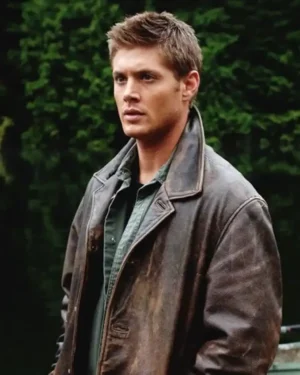 Dean Winchester Supernatural Brown Leather Jacket Side V1