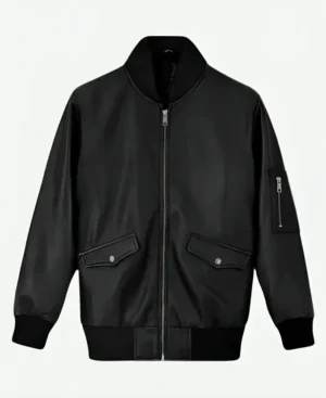 Eminem-Black-Leather-Jacket Front