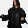 Hailey Bieber Coachella 2024 Black Oversize Bomber Jacket For Women