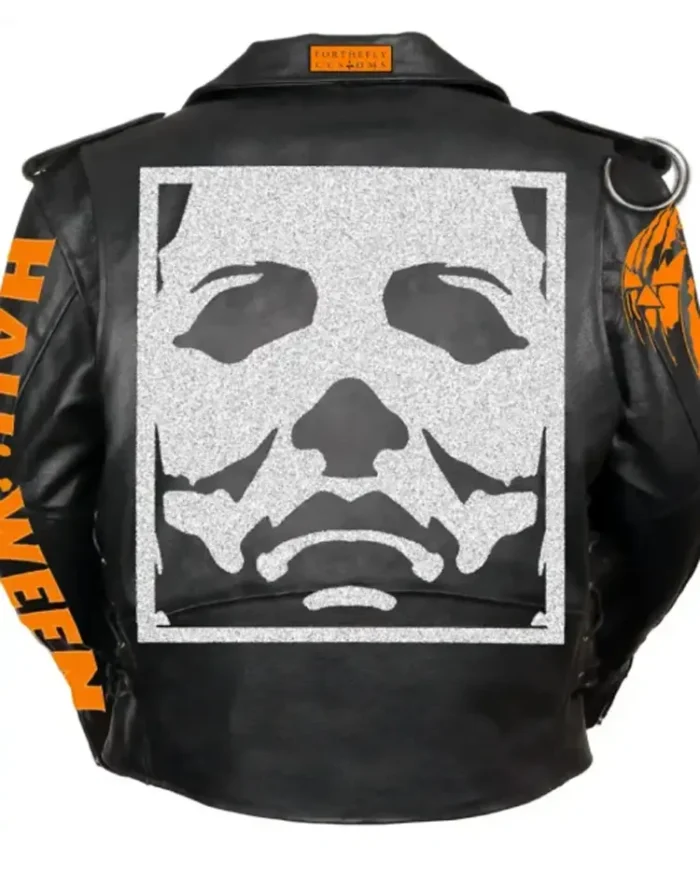 Halloween Black Leather Jacket Back