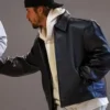 Justin Bieber Coachella 2024 Louis Vuitton Black Leather Jacket Extended Side View