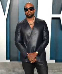 Kanye West Double Breasted Leather Blazer