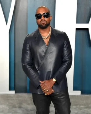 Kanye West Double Breasted Leather Blazer