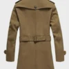 Mens Brown Mid-Length Wool Coat Back